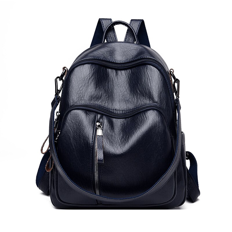 Backpack For Women Leather Bagpack Big Capacity Ladies Leisure Pack Black Ladies School Bag Pack: Blue