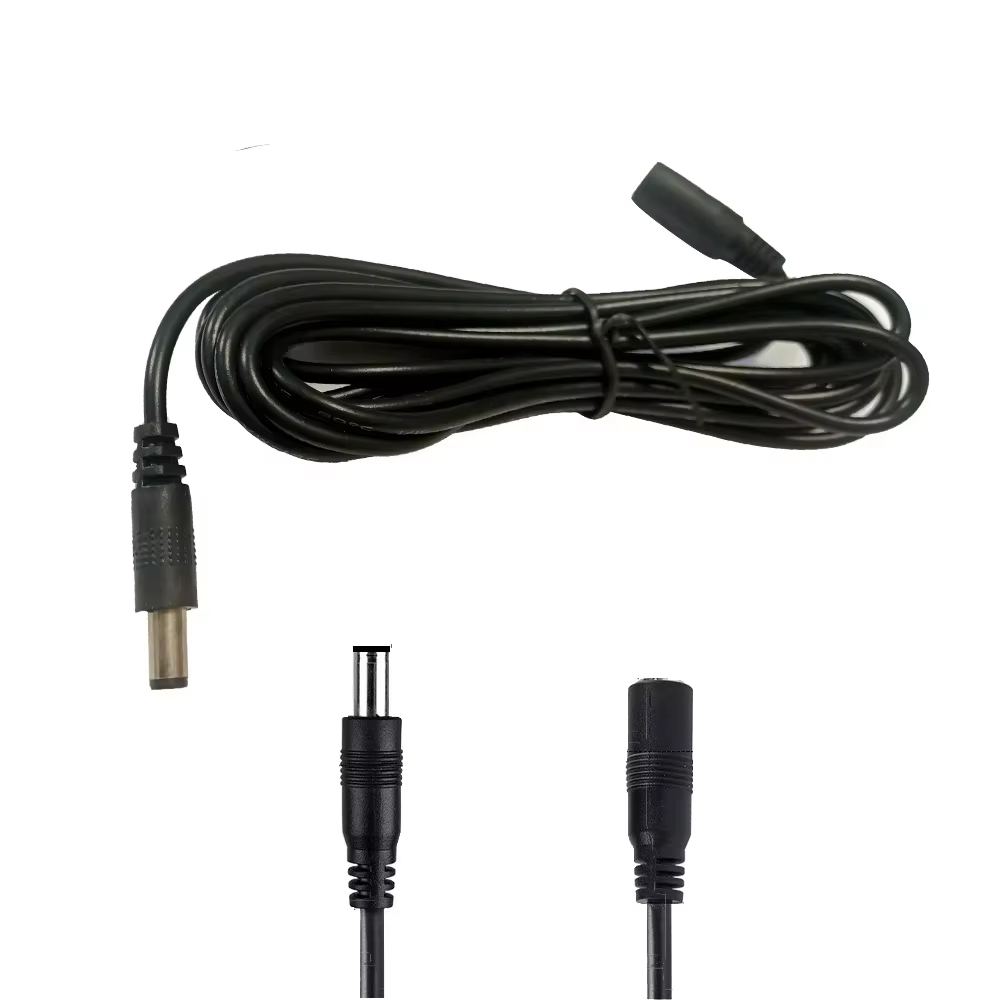 1M 3M 5M 10M DC Verlengkabel 2.1mm x 5.5mm Vrouw naar Man Connector netsnoer Kabel Adapter Extender Zwart Elektrische Draad