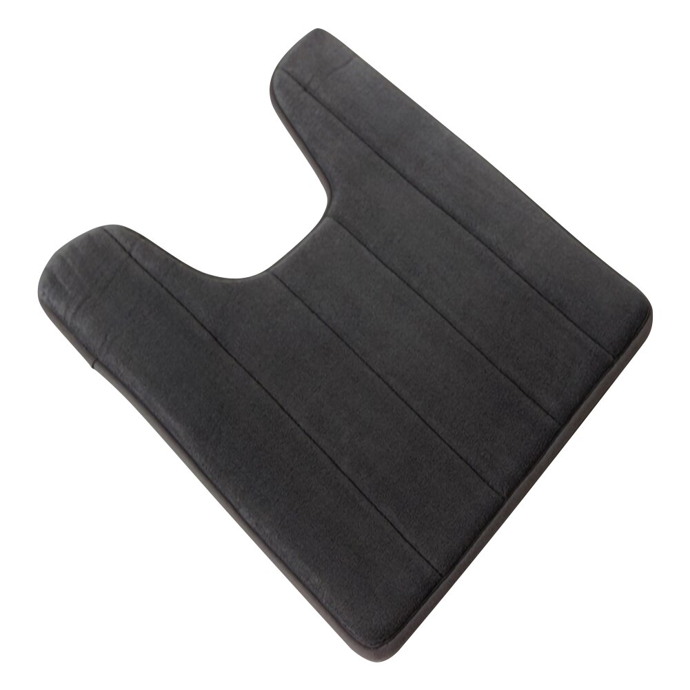 Bathroom U-shaped Floor Mat Toilet Mat PVC Bottom Anti Skid Water Absorbent Pad Toilet Supplies 20x24x0.5 Inch: Dark gray