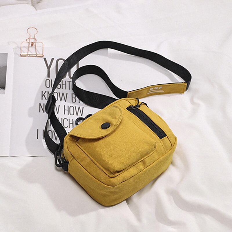 Korean Mini Student Bag Cell Phone Bags Simple Mini Crossbody Bags Casual Ladies Flap Shoulder Bag Girls Messenger Bag: Yellow