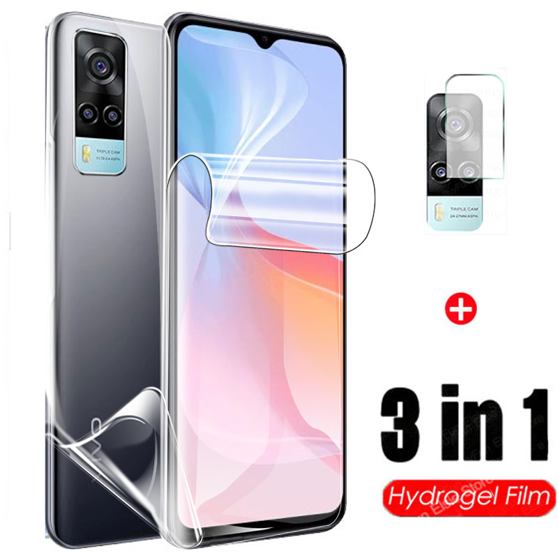 3 In 1 Hydrogel Film Voor Vivo Y53s 4G Screen Protector &amp; Camera Lens Back Film Voor Vivo Y53s Y 53S 4G Beschermende Film Niet Glas: 3 in 1