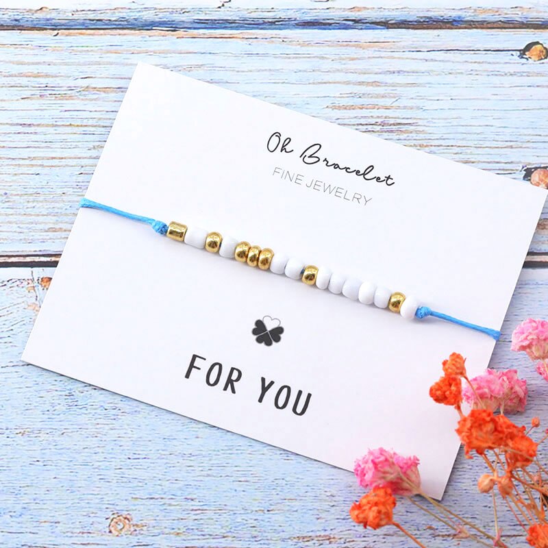 Morse Code Wish Bracelet Friendship Morse Code Dainty Bead Sister Bracelet for Women Men Lover Morse Code Jewelry