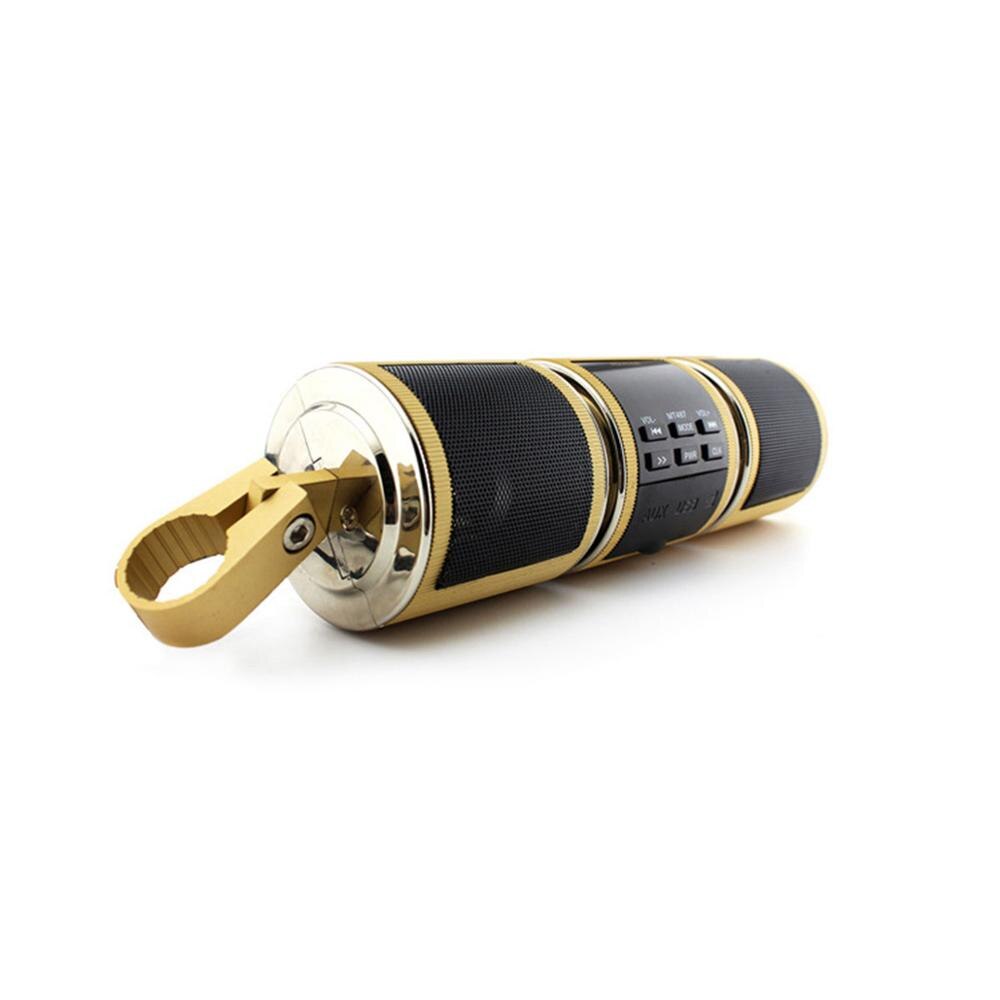 Waterproof Motorbike Audio Bluetooth Motorcycle Handlebar Radio Sub-woofer Dirt Bike With MP3 Player FM Radio: GOLD