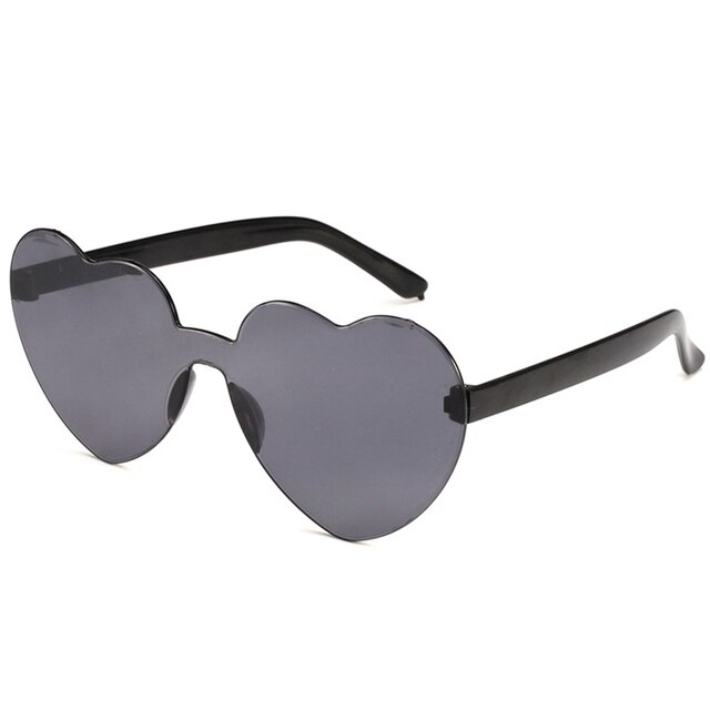 Gafas de sol con forma de corazón de amor para mujer, montura sin montura, tinte transparente, lentes coloridas, rojo, rosa, amarillo, tonos de viaje: Verde