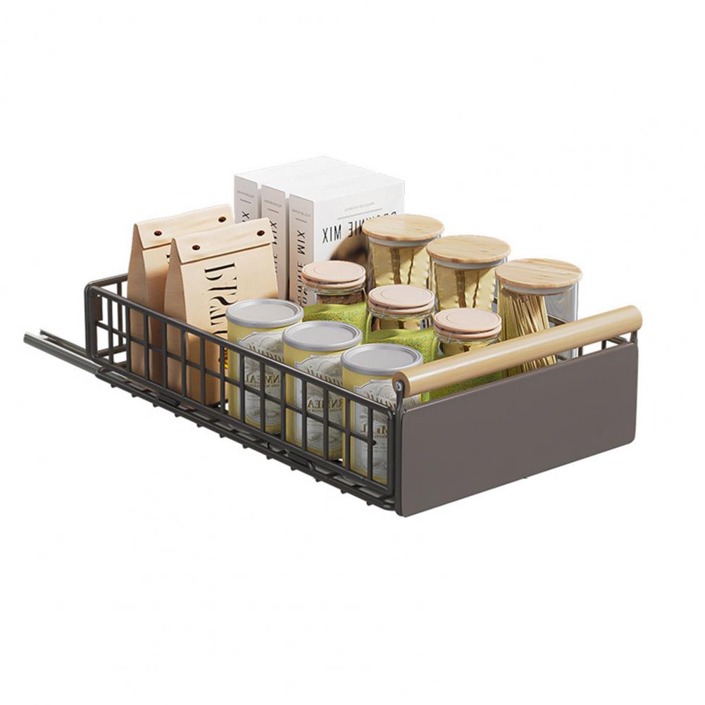 Cabinet Drawer Rack Self-adhesive Sliding No Drilling Foldable Sliding Cabinet Organizer Heavy Duty Pull-out Pantry Organizer: Red