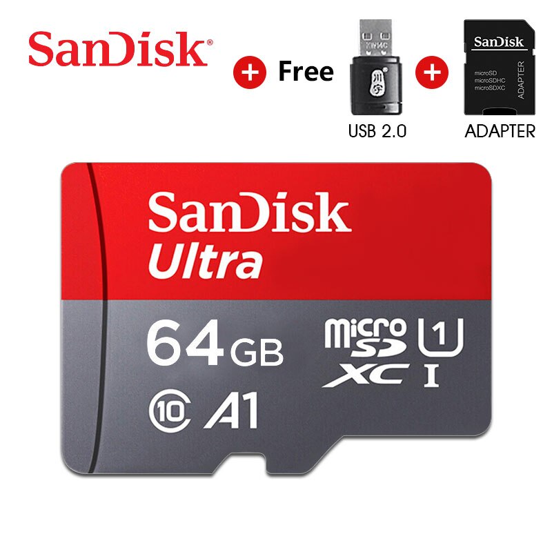 SanDisk Ultra Memory Card 32GB 64GB SDHC Class 10 16gb 128gb 80Mb/s micro sd card for samrtphone and table PC: 64GA1 and reader