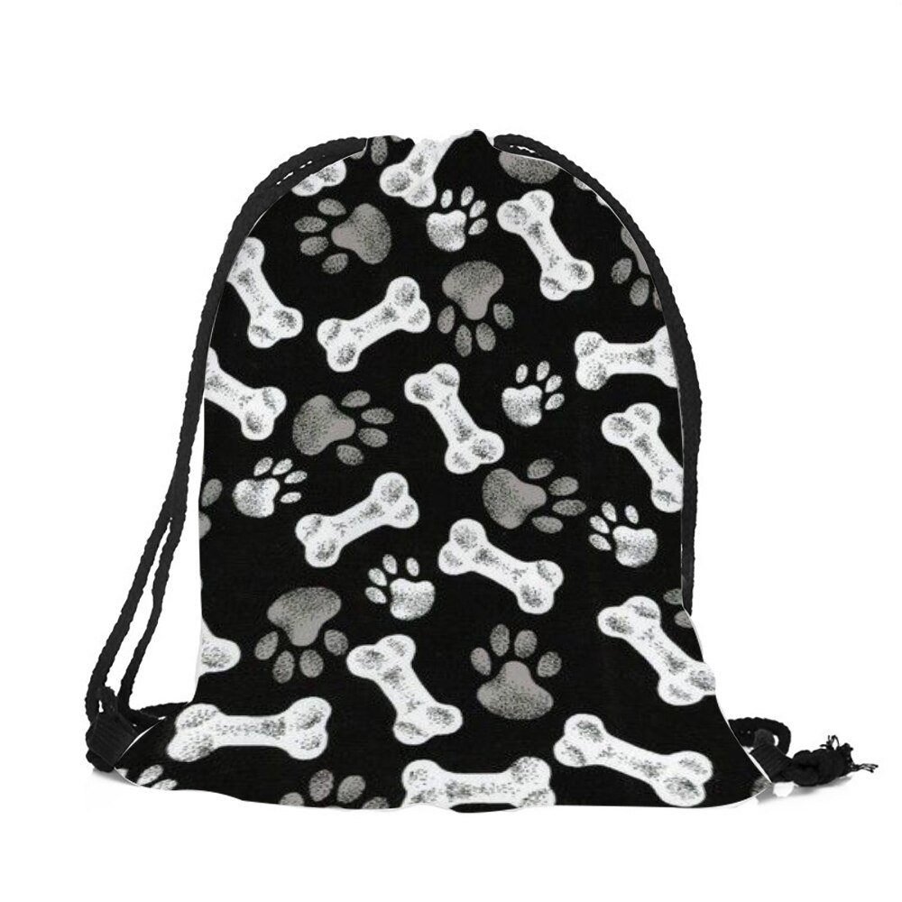 Populares bolsos con cordón para dibujo de huesos de gatito para niños y niñas, mochilas escolares, morrales de viaje, bolso de hombro