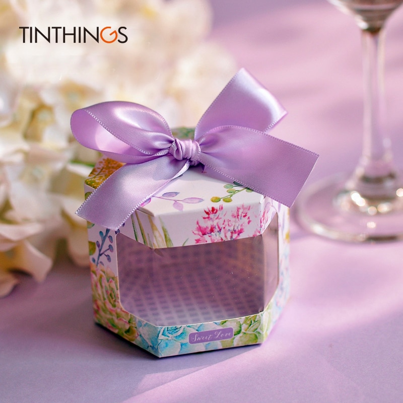 20/50/100pcs Wedding Candy Box Window Baby Shower Girl Cookie Chocolates Sweets Packaging Paper Bag Party Favors Small: b / 100pcs