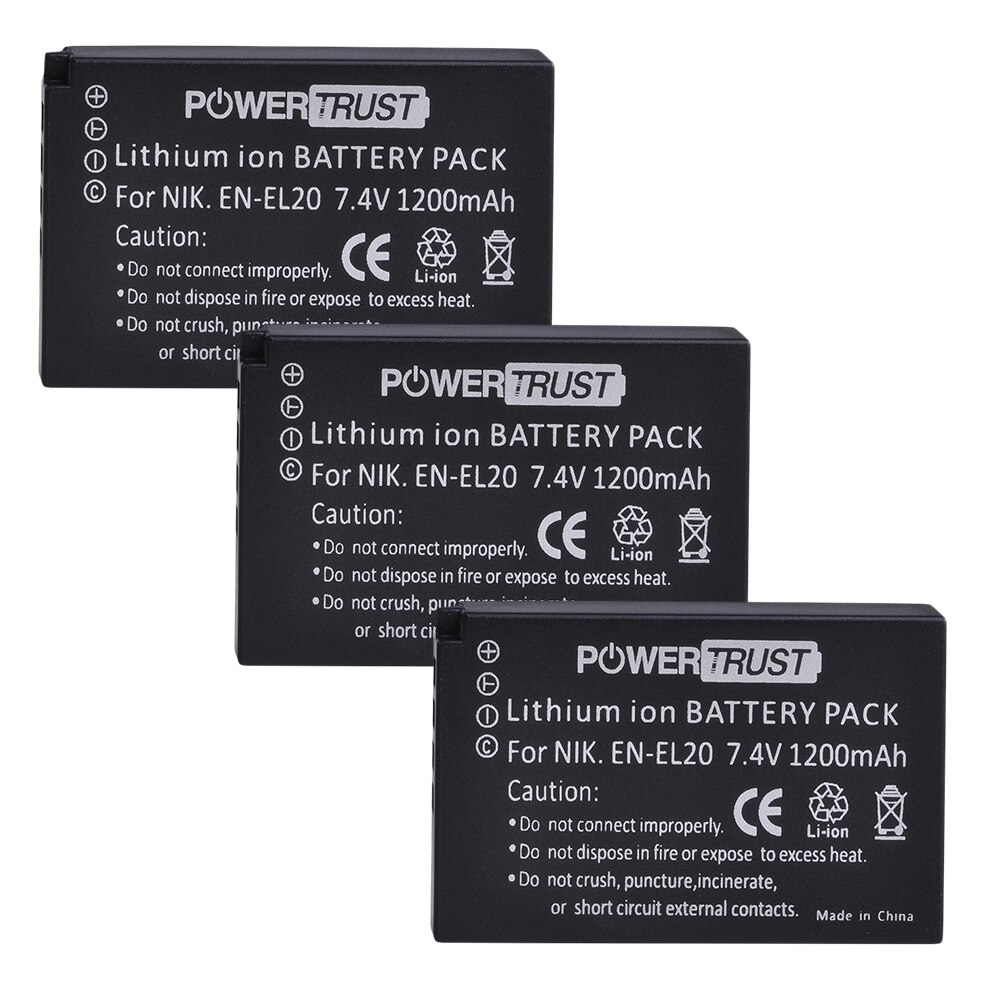 Nei -el20 en-el20a el20 en el20 batteri + lcd usb dobbel lader med type c-havn til nikon coolpix  p1000 nikon 1 j1, j2, j3 nikon 1 aw1: 3 batterier