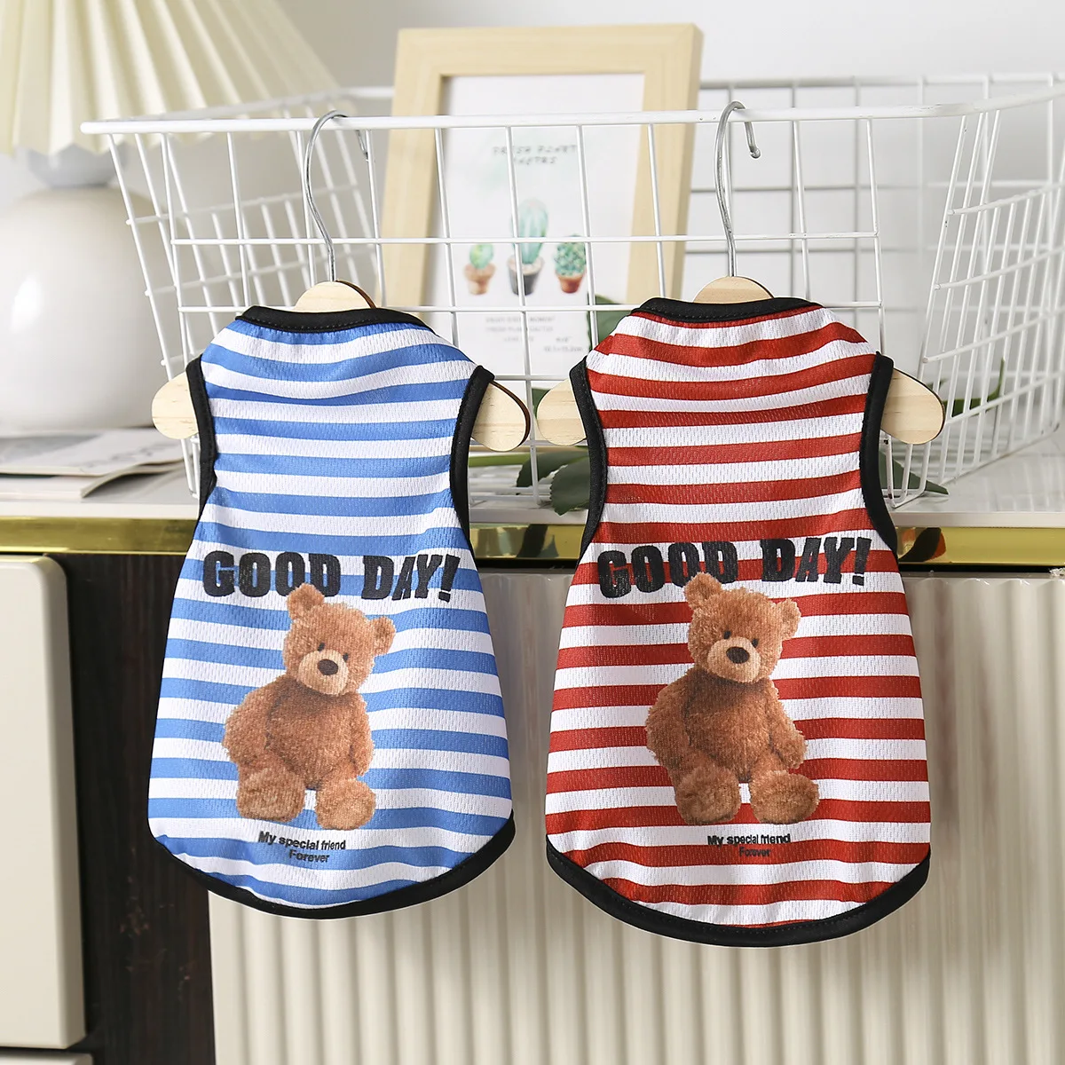 Haustiere Sommer Drucke Westen Hund Kleidung Kleiner Bär Hund Muster Haustier T-shirts Atmungsaktive Ärmellose Welpen Kostüm Hund Haustier Shirts