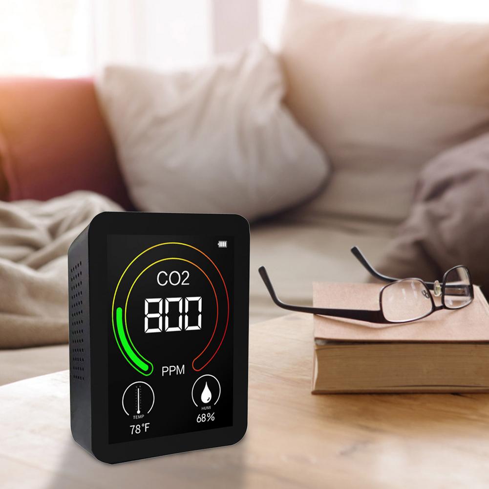 Detector de del aire CO2, termómetro, higrómetro, monitor de concentración de dióxido de carbono, fácil de llevar, pantalla a Color para sala de estar