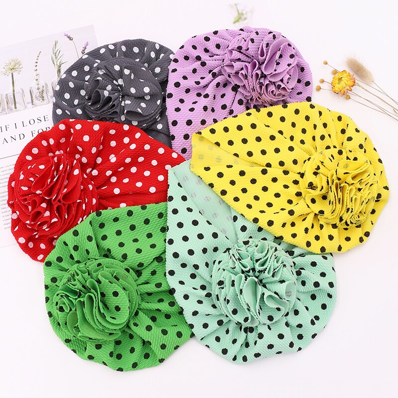 Tulbandhoedjes met stippen voor meisjes, bloeiende babyhoedjes, elastische babytulbandhoedjes voor meisjes, hoofdband, haarband voor baby's, mutsje