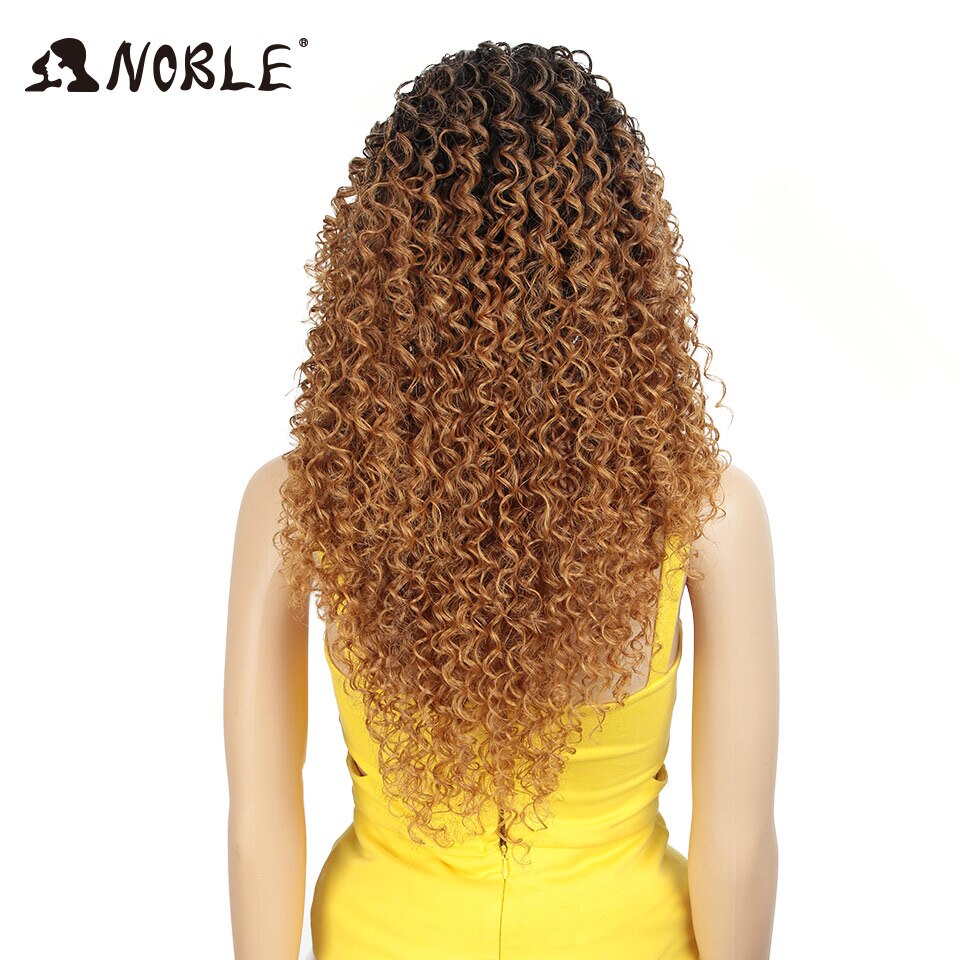 Noble Hair 26"Inch Synthetic Lace Front Black Wig African American Long Kinky Curly Heat Resistant Fiber Wigs For Black Women