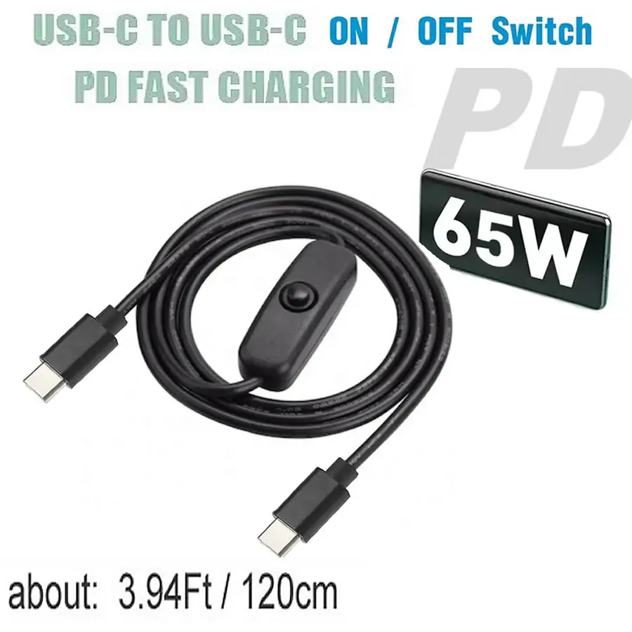 PD 65W Type-C to Type-C Power Switches Cable USB C... – Vicedeal
