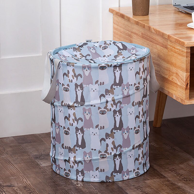 Folding Storage Basket Dirty Clothes Basket Oxford With Zipper Cover Clothing Toy Organizer LaundryBasket Home Storage Bucket