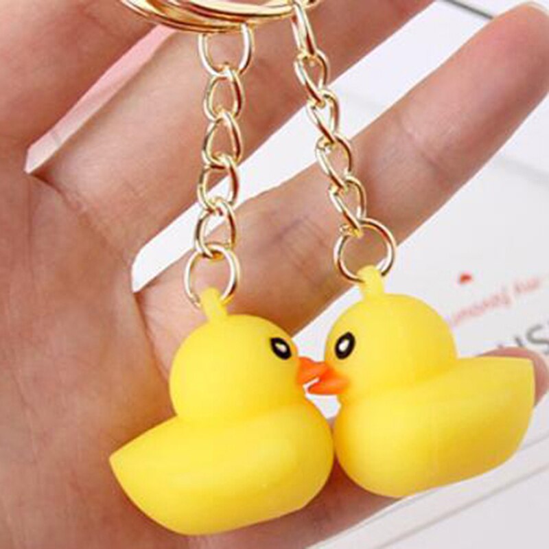 1pc Cute Yellow Duck Silicone Key Chain Bag Pendant Accessory Keyring Toys