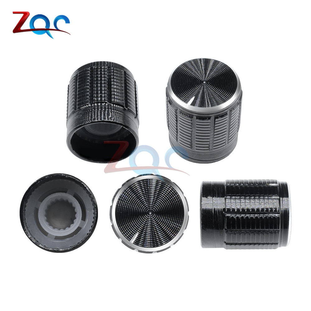 10PCS Black Volume Control Rotary Knobs For 6mm Dia Knurled Shaft Potentiometer 14x16mm