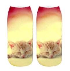 1 Paar Creatieve 3D Kat Patroon Sokken Vrouwen Meisjes Kid Katoen Zachte Korte Sok Cartoon Patroon Boot Sok Enkelsok: -yellow