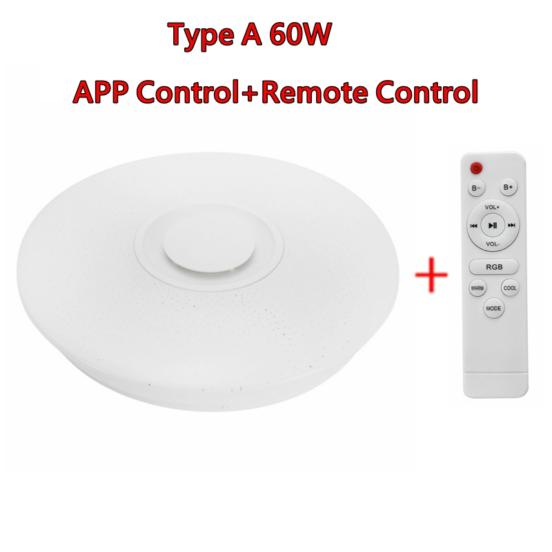 Smart APP + Remote Control LED Bluetooth Speaker Loundspeaker Player with RGB Dimmable Ceiling Light Panel Lamp For Kids Bedroom: A 60W Remote Control