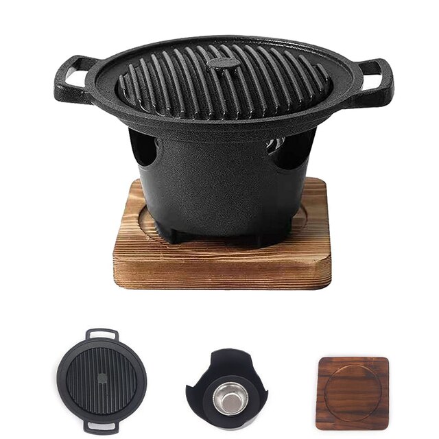 Mini Grill Barbecue maison sans fumée pour une personne, four d&#39;extérieur, plaque de rôtissage, outils pour la viande, alcool japonais: Style B