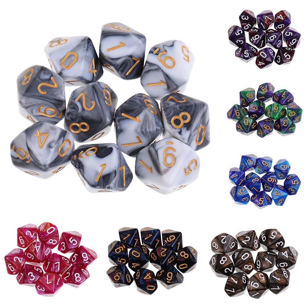 10pcs 10 Sided Dice D10 Polyhedral Dice for Education or school supplies