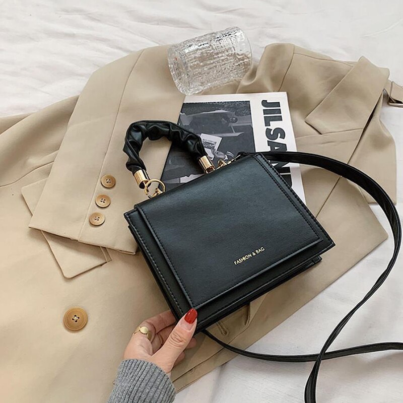Lhxcy Clamshell Pu Lederen Crossbody Tassen Hoge Capaciteit Keten Rits Gesp Schoudertassen Mode Zachte Tas: black