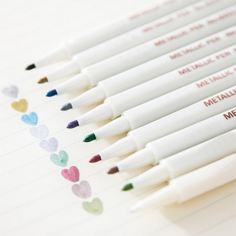 Marqueurs métalliques ensemble de stylos pour Scrapbooking bricolage Album Photo carte faisant calligraphie Doodling liquide-encre pointe ronde