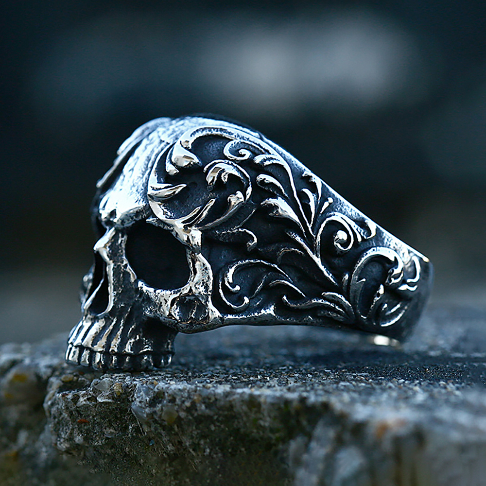 Anillo de calavera tallada gótica Vintage a la – Grandado