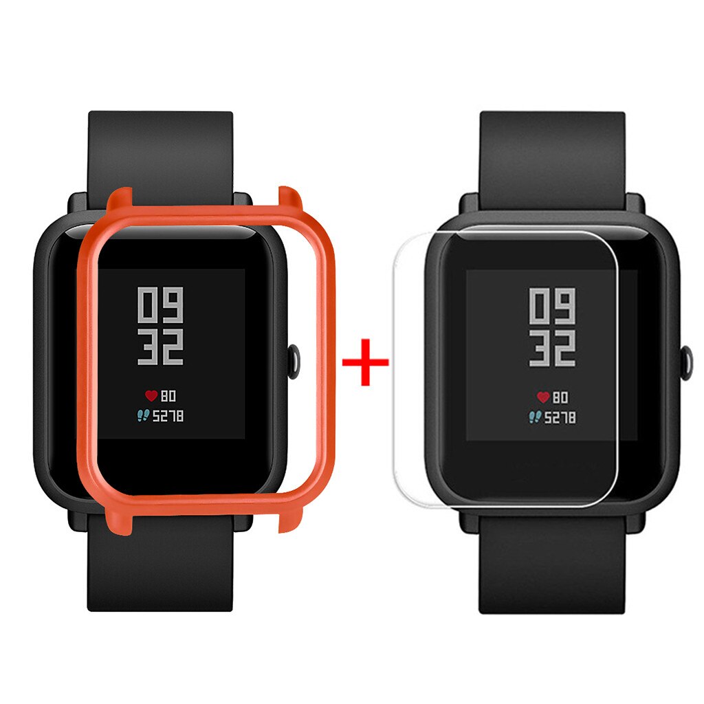 CARPRIE Screen Protector Slim Colorful Frame Case Cover Protect Shell For Huami Amazfit Bip Younth Watch with Screen Protector: WR