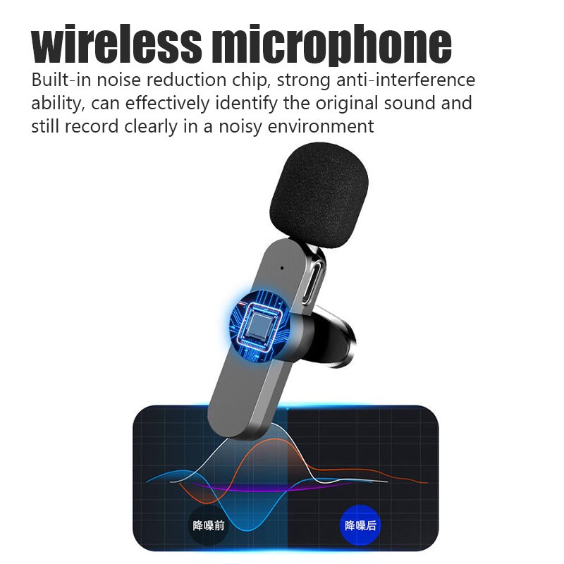 Kabelloses lavalier-mikrofon, tragbares mikrofon für audio- und videoaufnahmen mit iphone, android, live-vlogs, gaming, handyradio 1 to 2