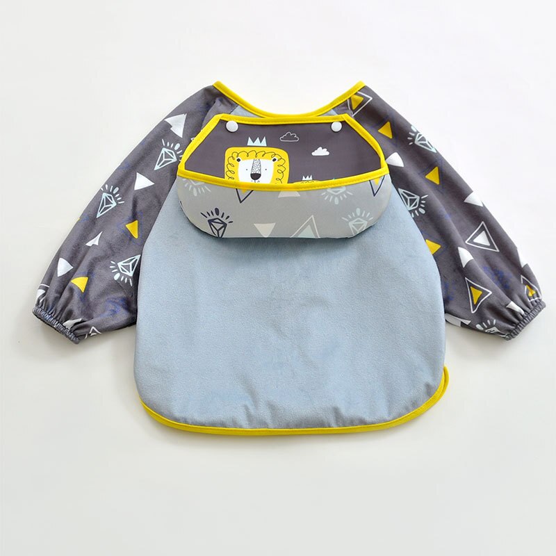 Lunch bibs Eating Smock Waterproof Baby Clothes Boys Girls 4 season Jacket Newborn 0~3 Year Children Anti dressing Kid Clothing: gray-blue / M 82-95cm