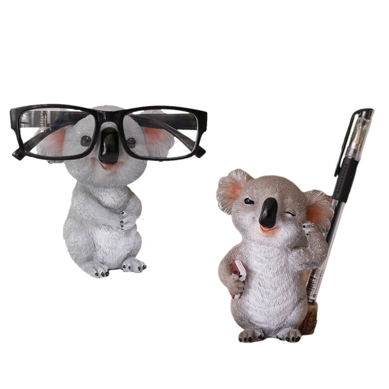 Leuke Koala Beeldjes Glazen Houder Hars Standbeeld Brillen Pen Display Stand R9UF