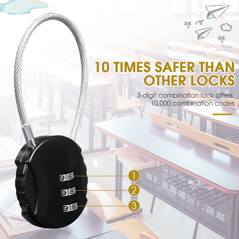 4 Pieces Combination Lock 3 Digit Outdoor Waterproof Padlock For School Gym Locker, Sports Locker, Fence, Toolbox, Gate