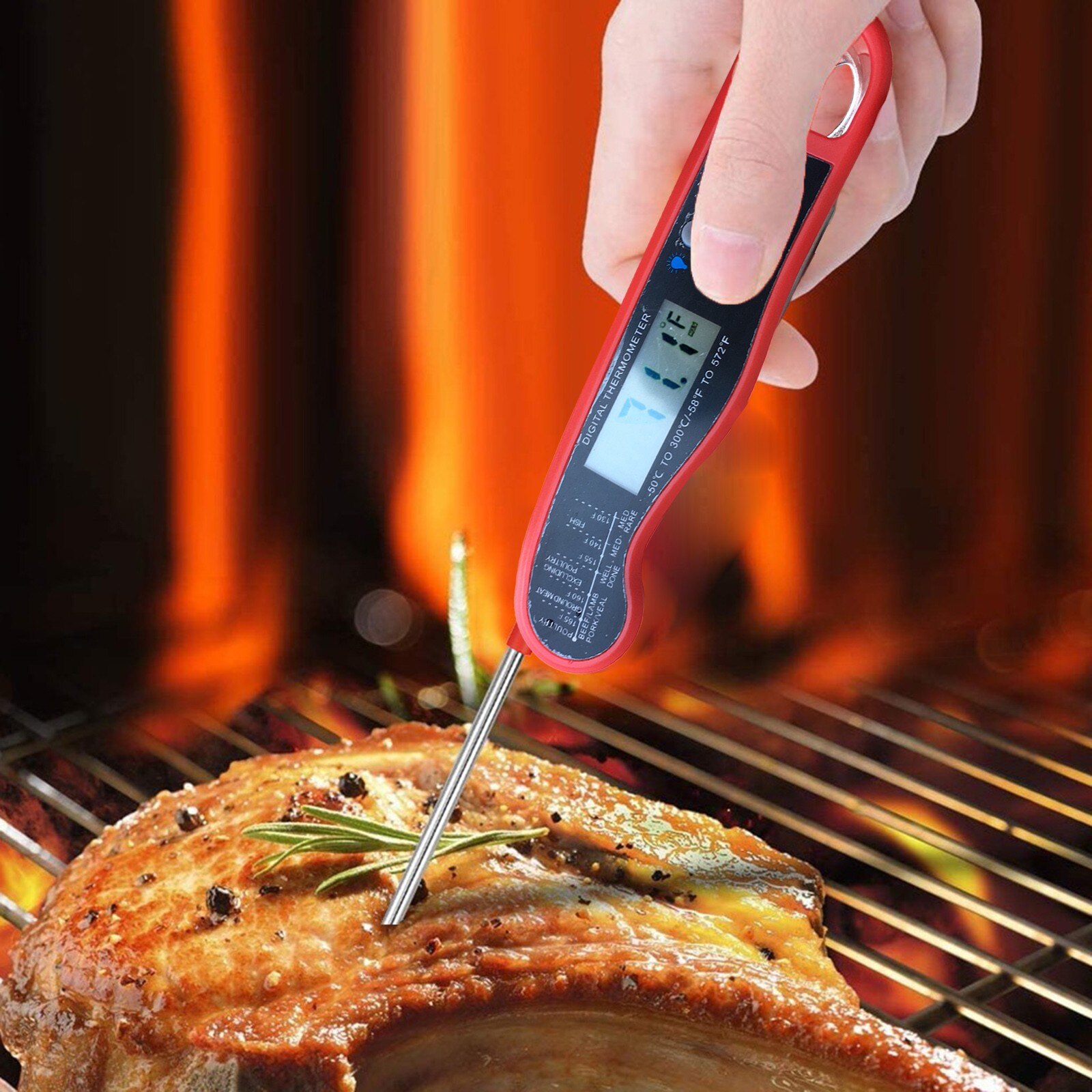 1pc digital meat thermometer with long probe food cooking kitchen barbecue milk thermometer liquid oven meter temperature sensor