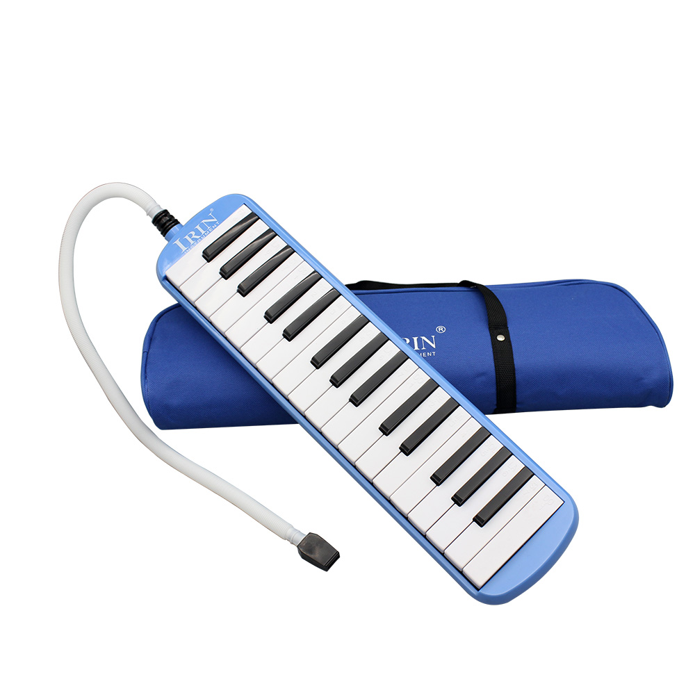 Holdbar 32 klavernøgler melodica med bæretaske musikinstrument til musikelskere begyndere udsøgt håndværk: Blå