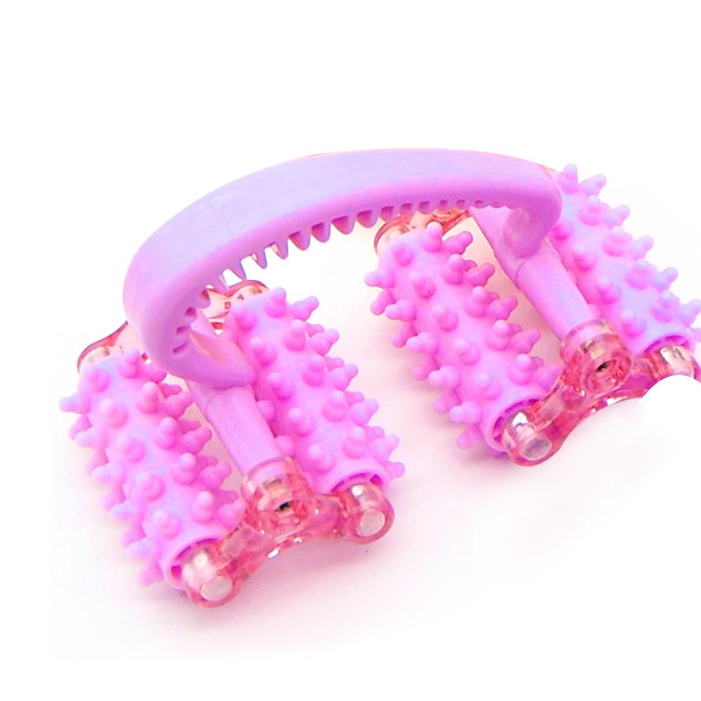 Muscle Roller Handle 4 Wheels Muscle Massage Roller Manual Deep Tissue Massage Roller For Muscle Soreness Back Recovery: Purple