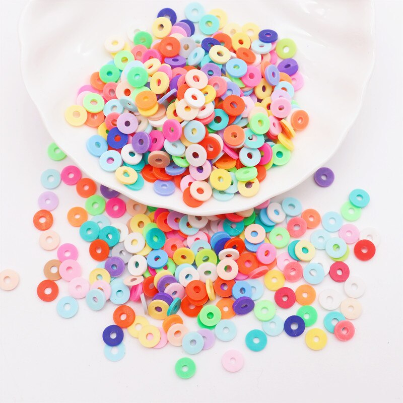 Flat Round Polymer Clay Beads Chip Disk Loose Spacer Handmade Boho Slice Beads For DIY Jewelry Making Bracelets: 6mm yuanquan