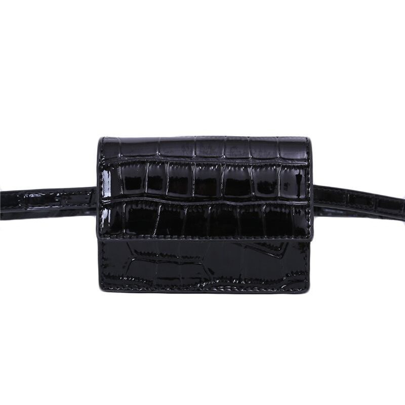 Vrouwen Mini Heuptas Trendy Kunstleer Krokodil Patroon Fanny Pack Met Afneembare Riem: Black