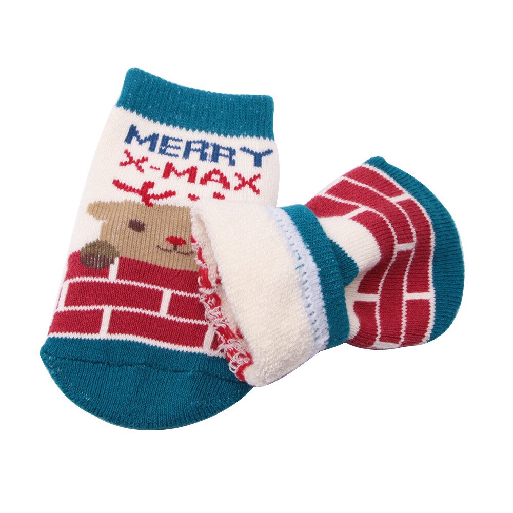 Christmas XMAS Baby Infant Socks Newborn Cotton Boys Girls Anti-slip Socks