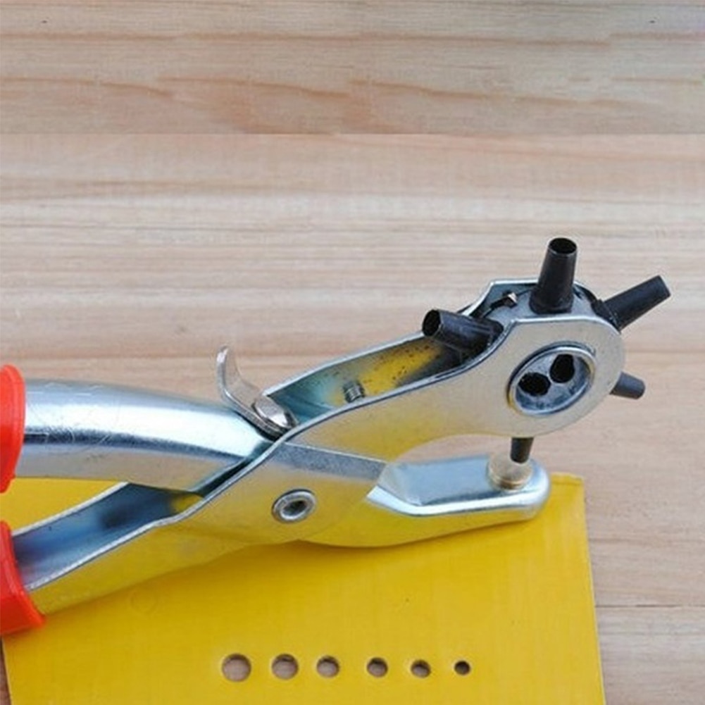 Punching Pliers 6 In 1 Puncher 9inch Carbon Steel Plastic Handle Leather Belt Hole Punch Repair Tool
