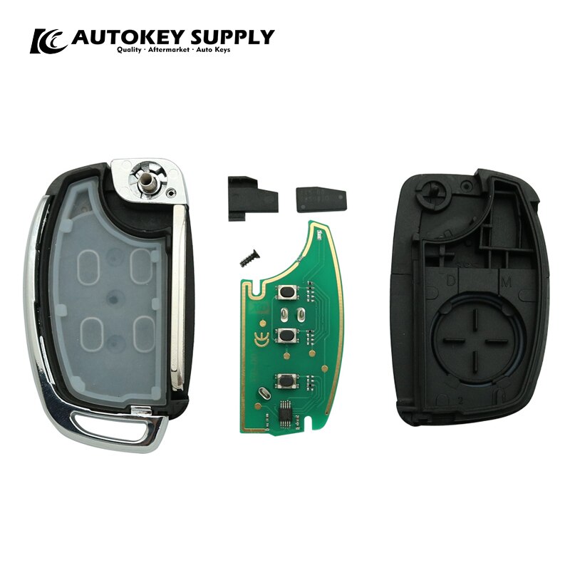 AUTOKEY SUPPLY factory direct sales.for Hyundai 2+1 Buttons remote flip key complete FSK 433Mhz chip:4D60 80BIT AKHKC404