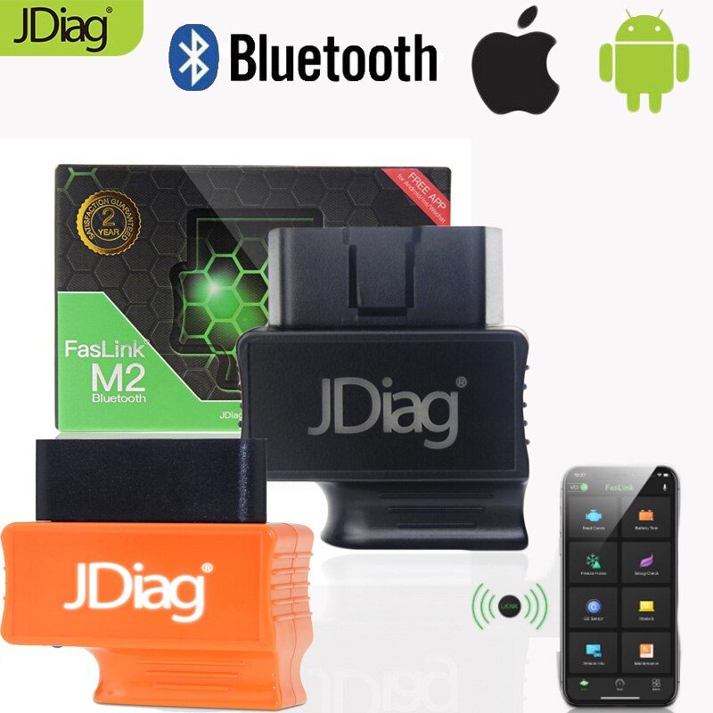 JDiag automatyczne narzędzie diagnostyczne FasLink M2 samochód OBDⅡ skaner z czytnikiem kodów Bluetooth z ISO/aplikacja na androida bezpłatne wymienić Easydiag 3.0