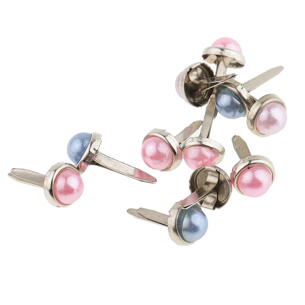 200x Pearl Head Metal Brad Paper Fastener Decorative Brads Scrapbooking