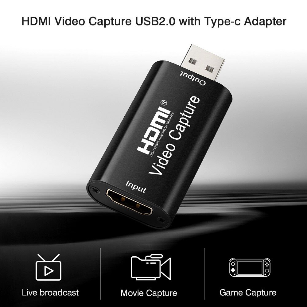 Audio Video Capture Kaarten Hdmi Naar USB2.0 Opnemen Via Dslr Camcorder Action Cam Wordt Geleverd Met Usb Naar Type-C converter Adapter