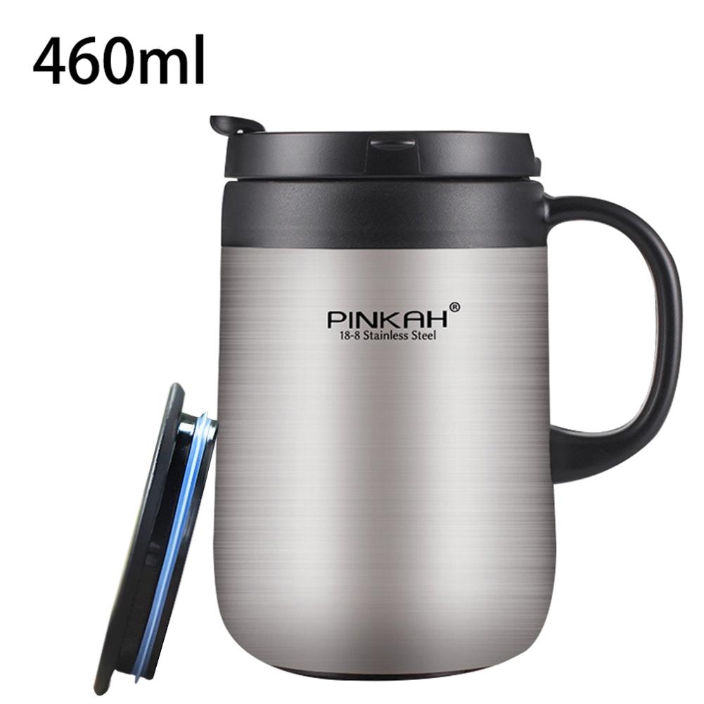 Thermos Mugs 340ml/460ml Business Style Stainless Steel Thermos Mugs Car Vacuum Flasks Coffee Tea Cups Thermol Water Bottle: Silver 460ml