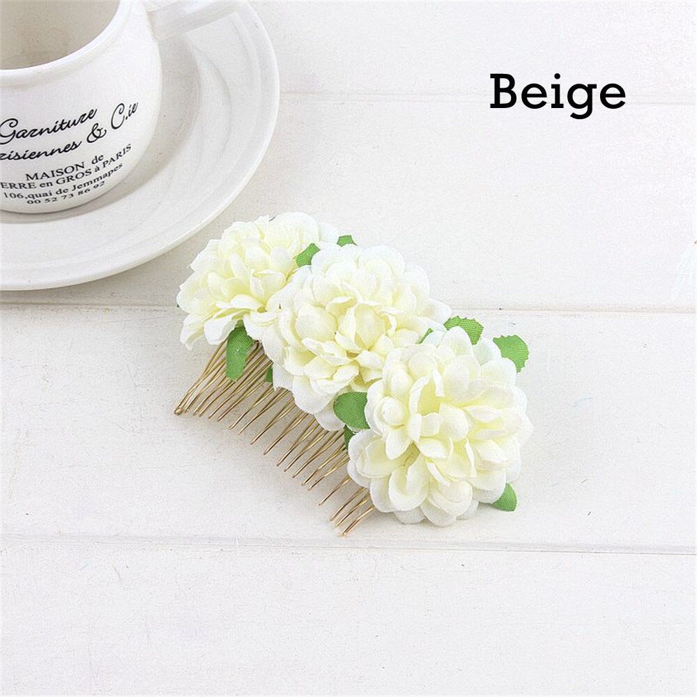 1 Pcs Rose Flower Hair Combs Wedding Crown Headwear Blooming Flower Headband for bride girls flower hair clip Wedding Jewelry: 4