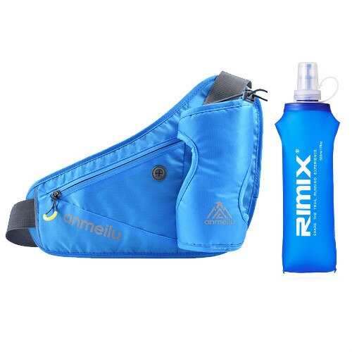 Femmes hommes en cours d'exécution sac de taille avec poche de bouteille d'eau Marathon Jogging ceinture d'hydratation bouteille d'eau hanche taille Pack: blue  500ml bottle