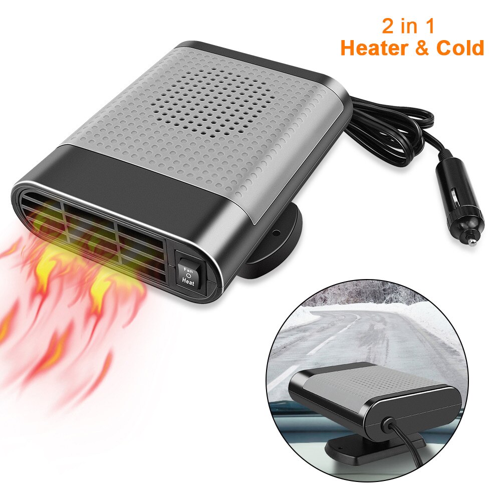 12V 150W Auto Heater Fan Draagbare Voorruit Heater Auto Heater Fan Auto Elektrische Kachel: Grijs