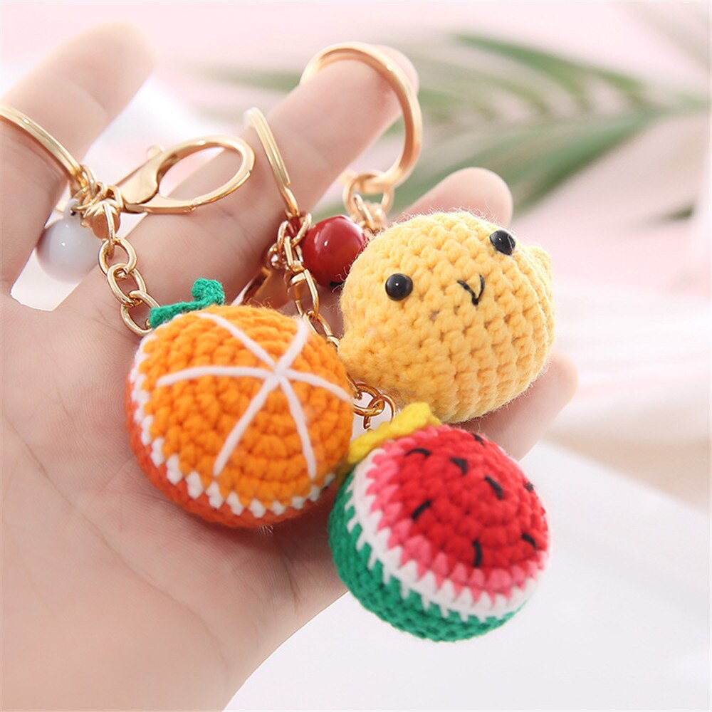 1 pz moda portachiavi forma di frutta tessuto a mano portachiavi ciondolo borsa portachiavi auto fascino Bandbag portachiavi borsa accessori regali