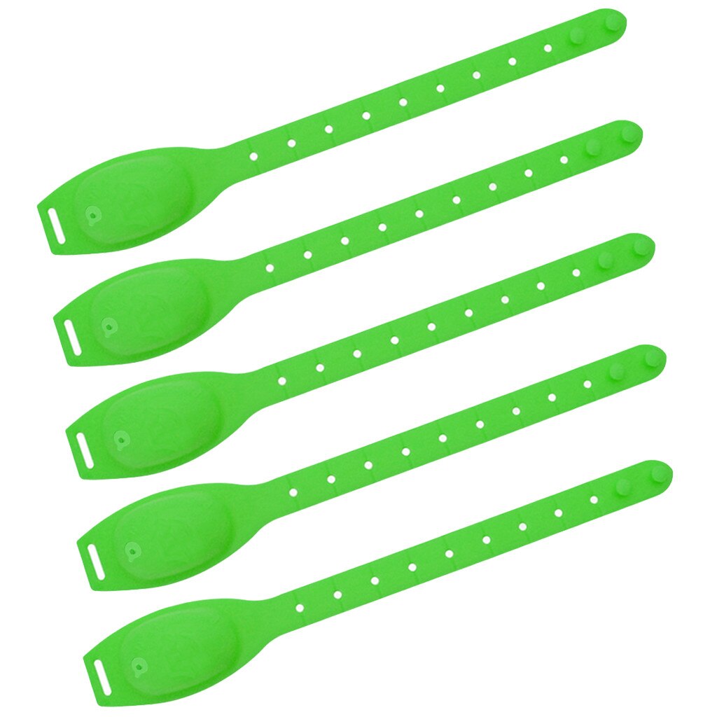 5pc voksne børn flydende armbånd hånddispenser håndvask gel med hel desinficerende håndsprit dispenser flydende håndsprit  p810: Grøn